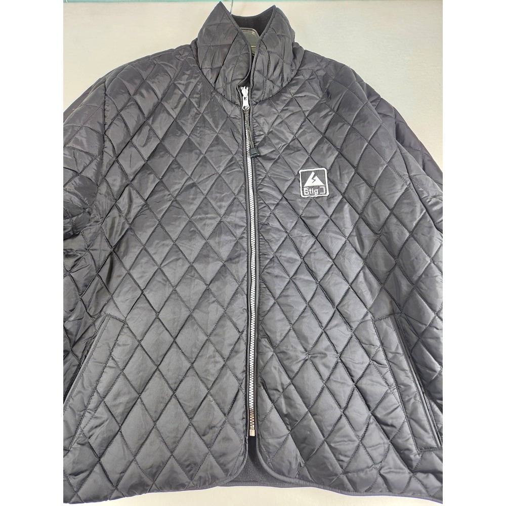 Vintage Stig Extreme Weather Apparel Quilted Jacket Black Mens Small Full Zip